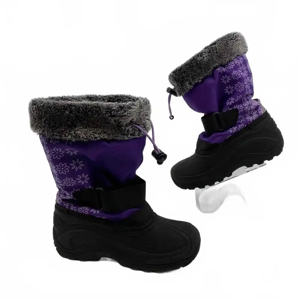 Kamik Snow Boot Girls 1G | Black Fur Trim Synthetic